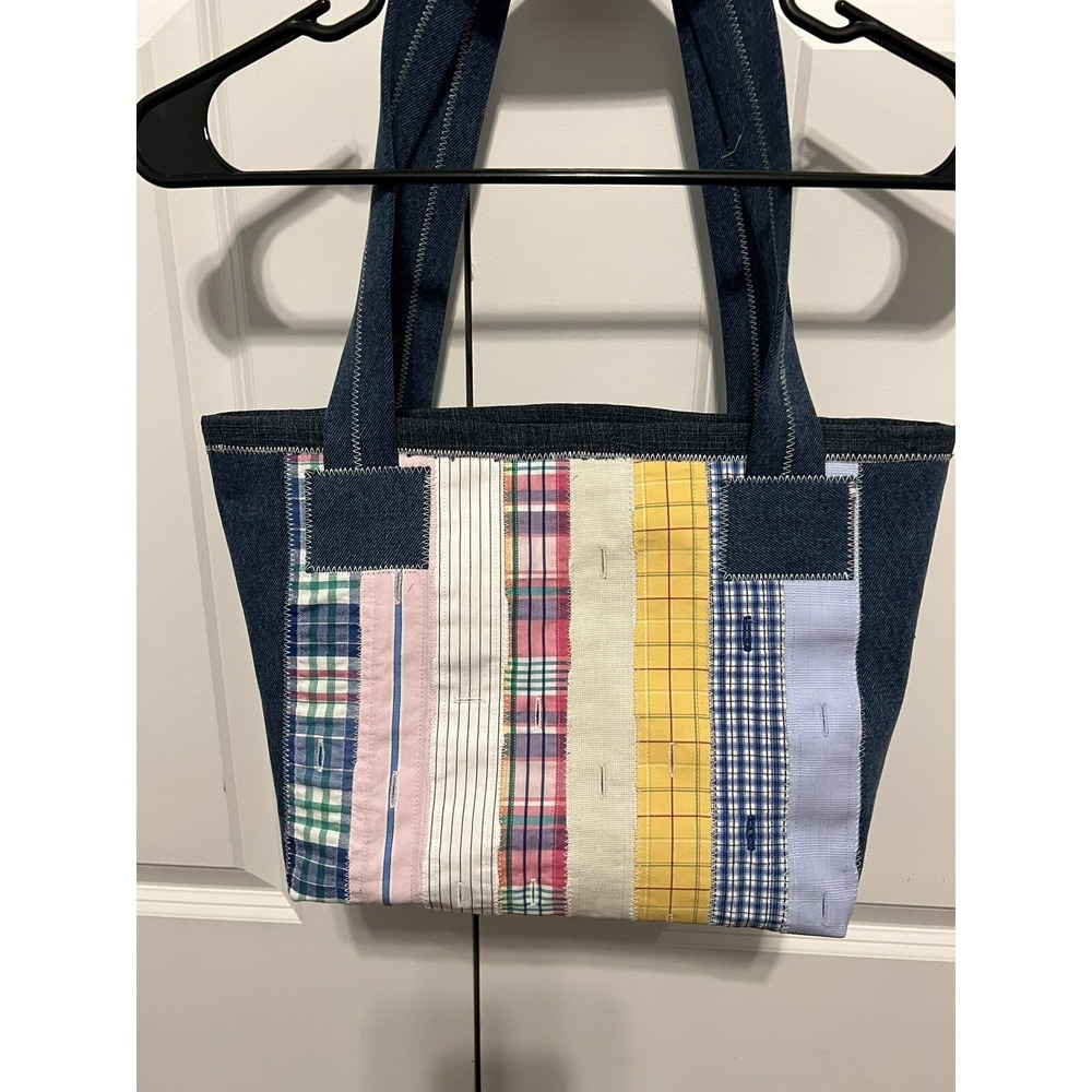 Tote Sholder Hand Bag Homemade From Recycled  Jeans Fabrics New